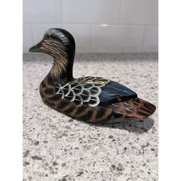 Vintage Hand Carved Wooden And Painted Duck - Picture 2 of 8
